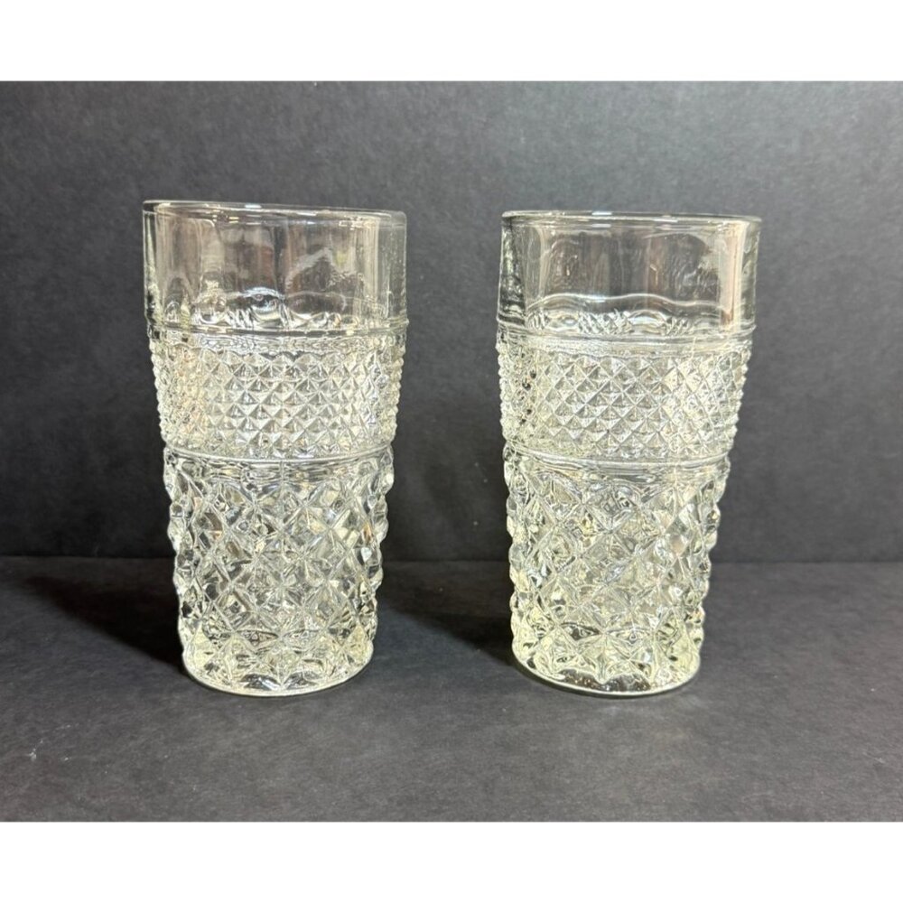 Set of 2 Vintage Anchor Hocking Wexford Tumblers Glasses‎ 8 oz 5.5"